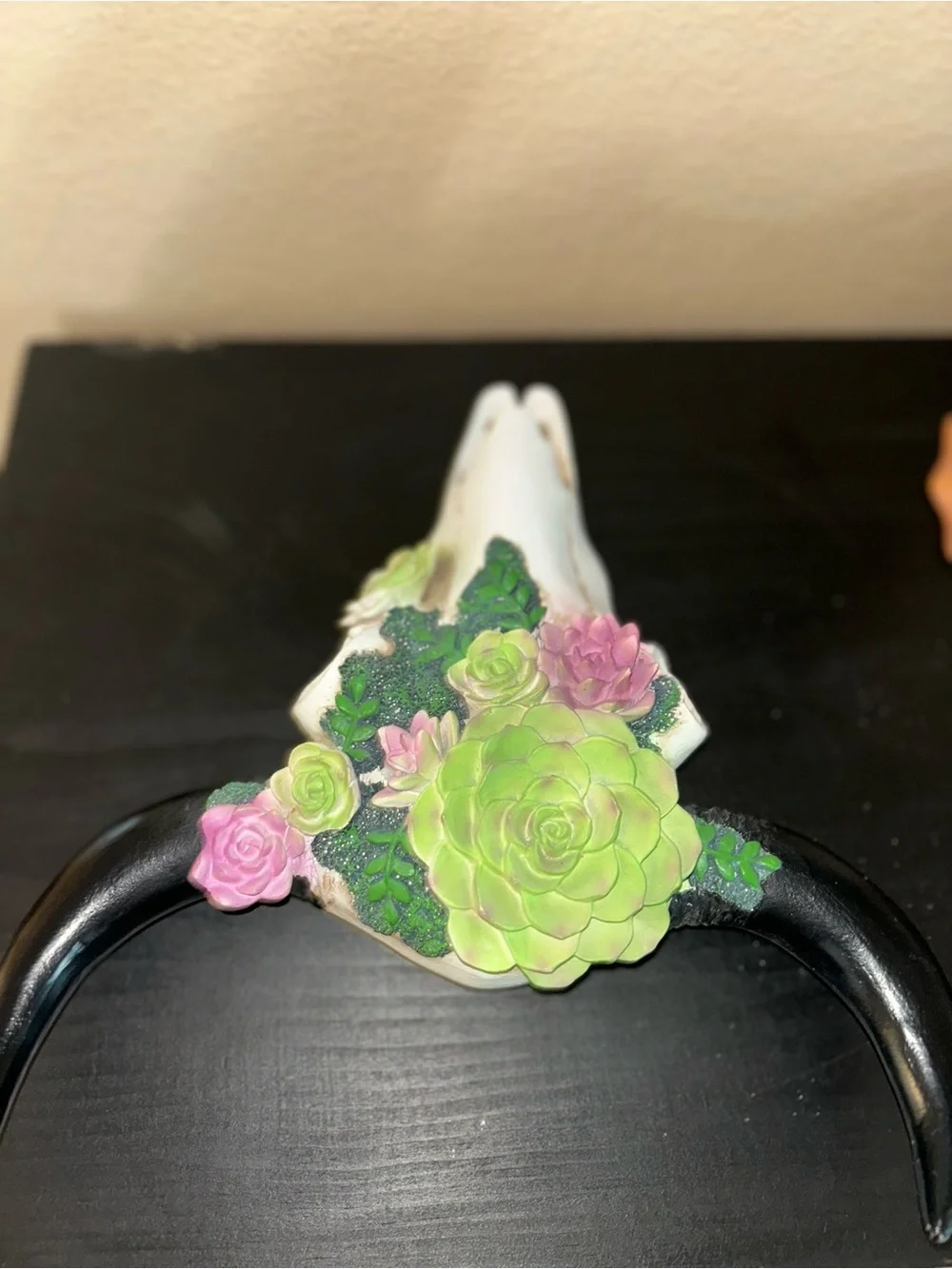 Western Faux Steer Skull Floral Wall Hanger Succulent Flower Accent desert chic